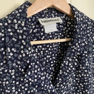 Initiatives Vintage Navy Floral Button-Up Shirt